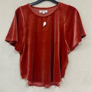 Madewell NWT Velvet Butterfly Top in warm Rust/ Orange Size XXS